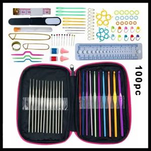 DIY 22 크기 크로셰 후크 바늘 스티치, 뜨개질 공예 케이스 크로셰 뜨개질 agulha 세트 직조 도구 바느질 도구, 122/100 개