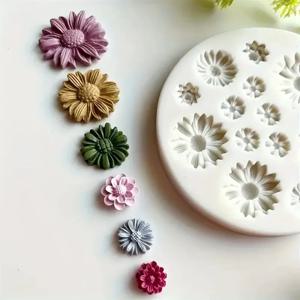 1개 꽃 모양 실리콘 몰드 꽃다발 폴리머 클레이 꽃 캐스팅 몰드 DIY 귀걸이 펜던트 제작 폴리머 클레이 공예 몰드 DIY