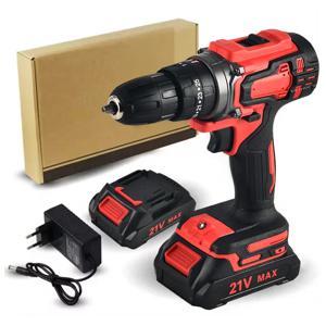21V 전기 드릴 브러시 모터 2단 속도 조절 무단속 속도 조절 회전 방식 25단계 토크 조절 리튬 드릴