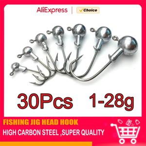 MrLurion 30pcs 1g 2g 3g 5g 10g 14g 18g 22g 25g 28g 낚시 지깅 헤드 후크, 소프트 웜 크랭크 루어 용 라운드 헤드 리그 낚시 바늘