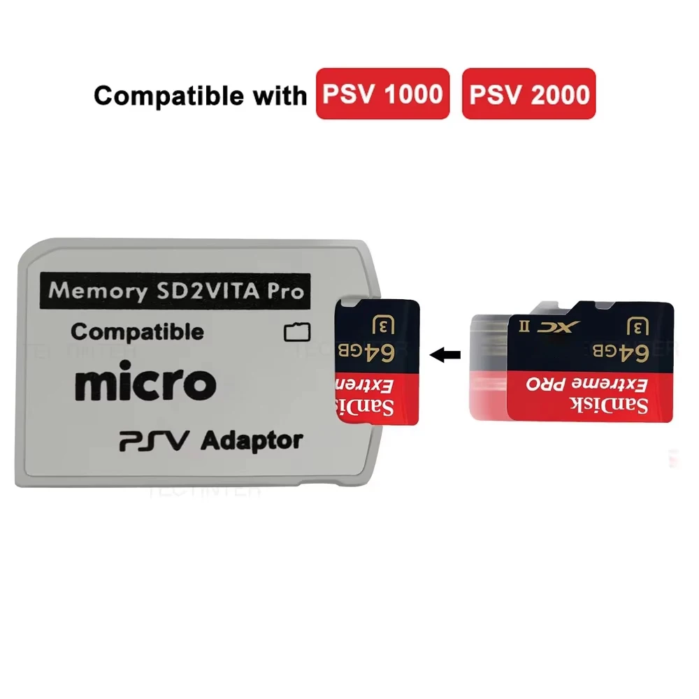 PS Vita 1000 2000 휴대용 SD2Vita 6.0 마이크로 메모리 카드 어댑터 헨카쿠 3.65 시스템 SD 게임 카드 슬롯 컨버터