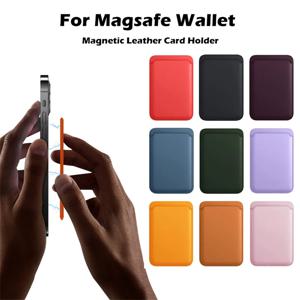 가죽 지갑 케이스 마그네틱 카드 홀더 Magsafe iPhone 15 14 13 Pro Max 안전 지원 전화 브래킷 용 Macsafe 전화 스탠드