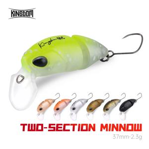 킹덤 마이크로 미노우 루어 2.3g 37mm 2섹션 S자형 인조 미끼 플로팅 플라스틱 크랭크베이트 배스 송어 낚시용