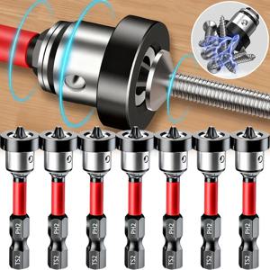 1/3/5pc 자기식 드라이월 스크류 세터 비트 PH2 포지셔닝 비트(탈착식 알루미늄 칼라 포함) 시트록 석고보드 나사용