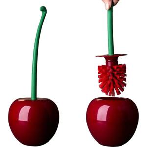 체리 화장실 브러시 긴 손잡이 부드러운 털 청소 브러시 화장실 브러시 홀더 세트 과일 욕실 장식 욕실 액세서리