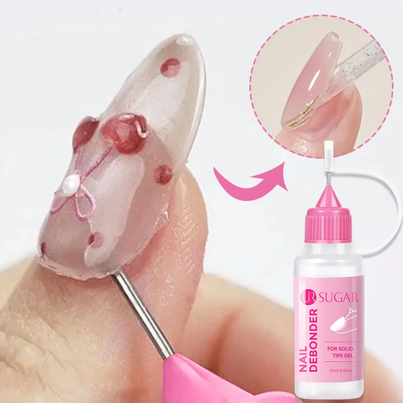UR SUGAR 15ml 솔리드 팁 젤 네일 팁용 리무버, 솔리드 접착제 젤 리무버, 프레스온 네일 젤 팁 리무버 도구