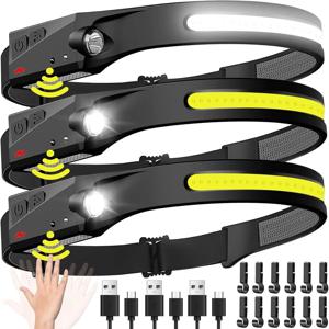 센서 헤드램프 LED 헤드 손전등 충전식 헤드라이트 헤드 토치 내장 배터리 5가지 조명 모드 낚시 캠핑 랜턴