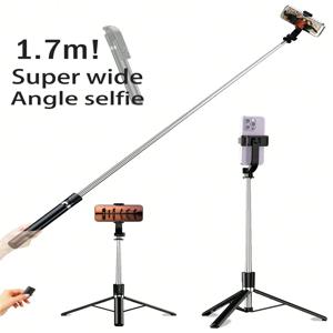 1700mm 셀카봉 무선 셀카봉 폰 삼각대 확장형 스탠드 접이식 모노포드 스마트폰용 균형 잡힌 촬영