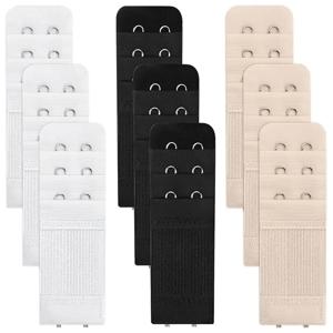 9개 소프트 브라 익스텐더, 2-후크 3-행 조절 가능, 여성용 컴포트 핏 백 익스텐더