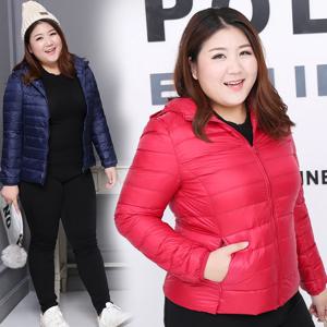 여성용 초슬림 경량 다운 자켓 플러스 사이즈 특대형 노인용 특대 사이즈 빅사이즈 뚱뚱한 여성용 속건 지퍼형