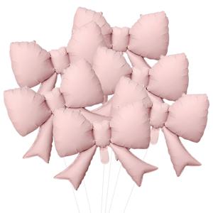6개입 베이비 핑크 리본 풍선 보타이 핑크 풍선 미니 리본 풍선 웨딩 브라이드 샤워 소녀 선물 풍선 장식
