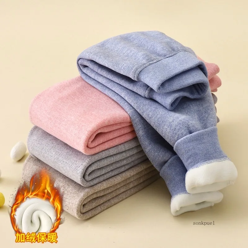 소년 소녀를 위한 아동용 바지 아기 바지 가을과 겨울 어린이를 위한 보온 바지 두꺼운 레깅스