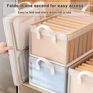 투명 PVC 접이식 옷장 수납함, 튼튼한 스틸 프레임, 쌓을 수 있는 정리함, 스웨터, 장난감, 담요 보관용, 뚜껑 포함