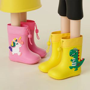 어린이 소녀 소년 장화 방수 유아 Rainboots 어린이 신발 고무 부츠 어린이 아기 만화 공룡 물 신발 부츠