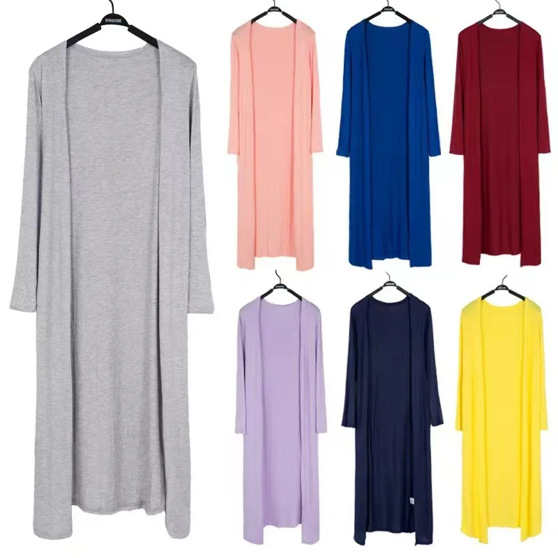 여름 가을 12 색 여성 모달 롱 가디건 여성 코튼 스웨터 가디건 긴 소매 여성 캐주얼 코트 숙녀 겉옷