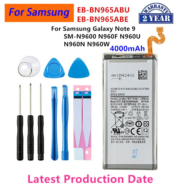 삼성 갤럭시 노트9 노트 9 SM-N9600 N960F N960U/N960N N960W용 새 제품 EB-BN965ABU EB-BN965ABE 4000mAh 배터리