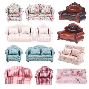 미니 인형 집 가구 소파 베개 세트 시뮬레이션 1:12 소형 거실 어린이 놀이 DIY 인형 집 장식 척