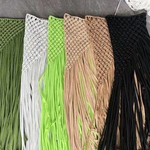 Beachapche 여성용 핸드 크로셰 술 스커트, 섹시한 사이드 하이 니트 비치 커버업, 패션