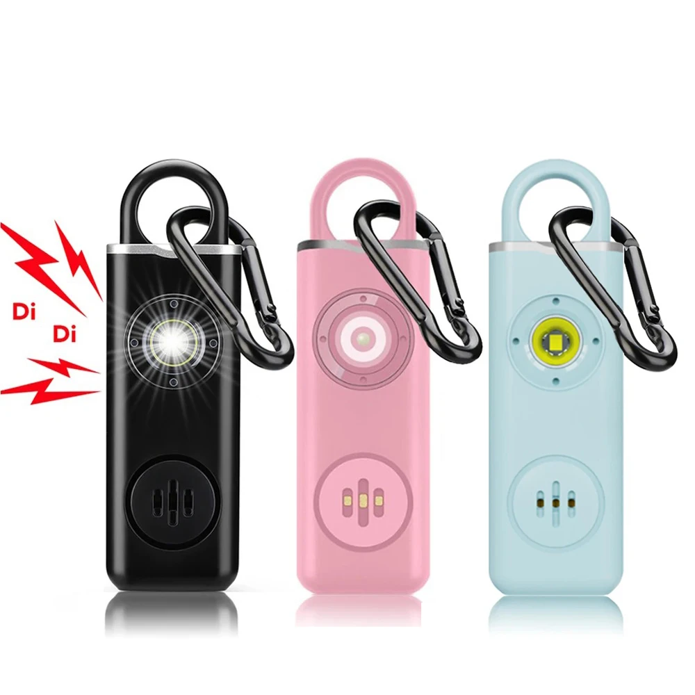 Hollarm 자기 방어 경보 130dB LED 빛 USB-C 충전 비상 방지 공격 키 체인과 여성을위한 안티 늑대 개인 경보