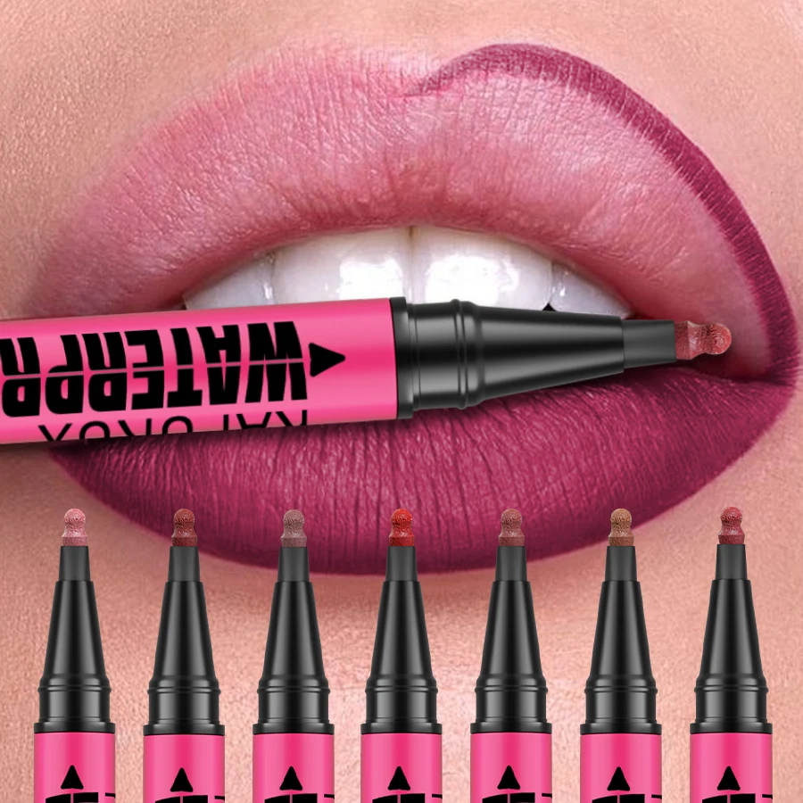 1PC 리퀴드 Matte12 컬러 립라이너 펜슬 방수 플럼핑 스테인 립스틱 천연 립 라이너 아웃라인 립 컨투어 메이크업