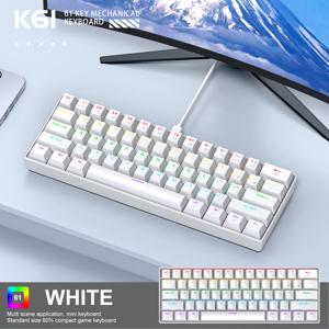 K61 기계식 키보드 유선 연결, RGB 백라이트, 61키 미니 키보드, 데스크탑 컴퓨터 및 노트북에 적합