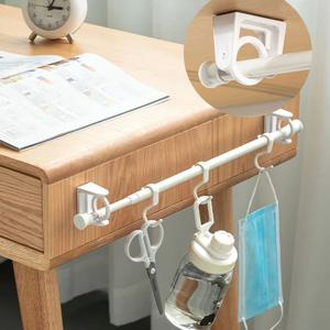 펀치 없는 조절 가능한 커튼봉 홀더 360 °   회전식 접이식 폴 고정대 수건걸이 샤워 커튼 봉 브래킷