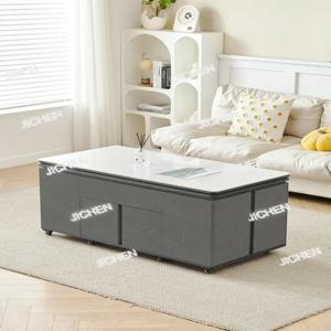 암석판 리프팅 커피 테이블 접이식 텔레스코픽 대형 수납 다기능 커피 테이블 식탁 겸용