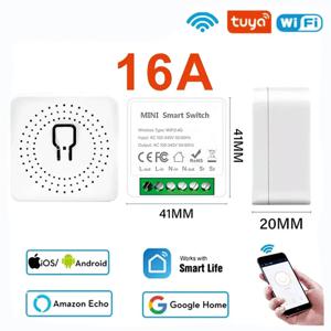 투야 16A WiFi 스마트 스위치 모듈 2-웨이 컨트롤 미니 스위치 브레이커 스마트 라이프 알렉사 구글 앨리스와 호환
