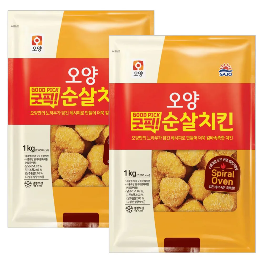 (1+1) 사조오양 굿픽 순살치킨 1kg 총 2개