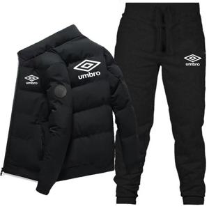 2025 겨울 패션 Umbro 남성용 고품질 폴리에스터 섬유 지퍼형 따뜻하고 방풍 재킷 및 바지 세트