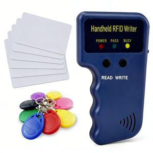 반복 가능한 핸드헬드 125KHz EM4100 5200 RFID ID 카드 작성기 복사기 복제기 프로그래머 + 2개 T5577 재기록 가능한 키팝 태그