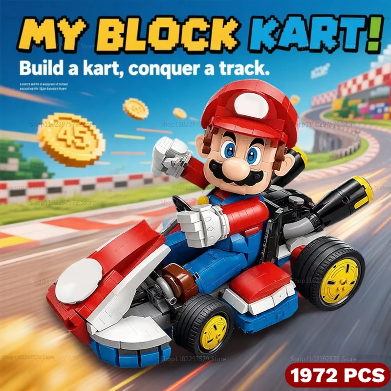 새로운 표준 레이싱 카트 자동차 블록 세트 1972개 DIY 창의적 교육용 장난감 어린이 및 성인용 크리스마스 선물 레이싱 카트 키트