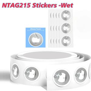 100/200개 NTAG215 NFC 습식 태그 스티커 리뷰 NFC 스티커 변경 가능 재작성 가능 원형 복사 투명 라벨