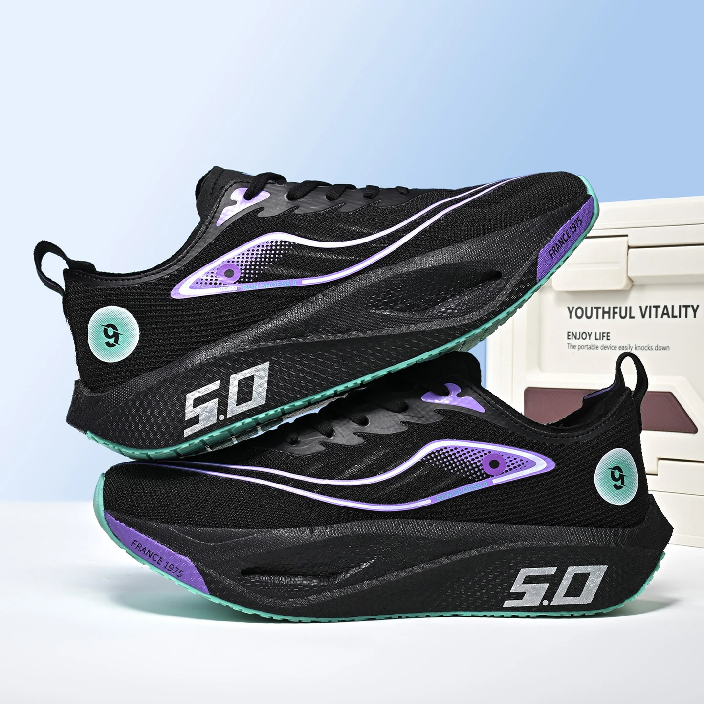 새로운 트렌디한 스포츠 런닝화, 편안하고 통기성이 좋은 남녀 스포츠 캐주얼화, 야외용 대형 블랙 10