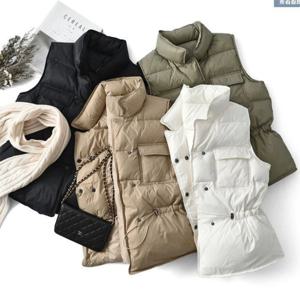여성용 화이트 덕 다운 조끼, 라이트 다운 조끼, 민소매 다운 재킷 조끼, 2022 다운 코트, 가을 및 겨울 패션