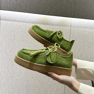 AIYUQI 여성 신발 로퍼 스웨이드 정품 가죽 2026 영국 스타일 레이스 업 학생 신발 여성 대형 클래식 숙녀 신발