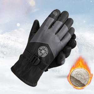 남성용 따뜻한 장갑, 오토바이, 전기 자전거 타기, 두꺼운 벨벳, 방풍 및 방한 스키