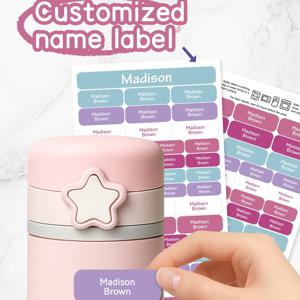 120개 맞춤형 이름 스티커 2장 방수 라벨 학교 용품, 의류, 도시락, 물병, 어린이집용