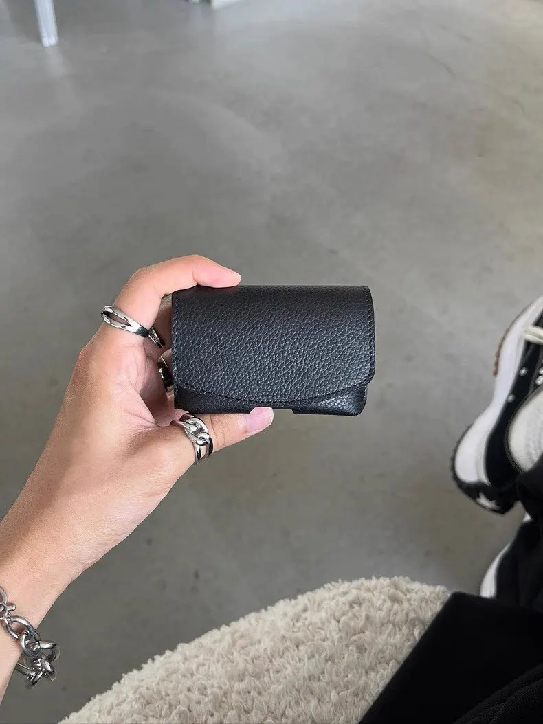 일본식 메종 스본드 소형 가죽 지갑 정품 소가죽 미니멀리스트 컴팩트 동전 지갑 남녀공용 카드 홀더