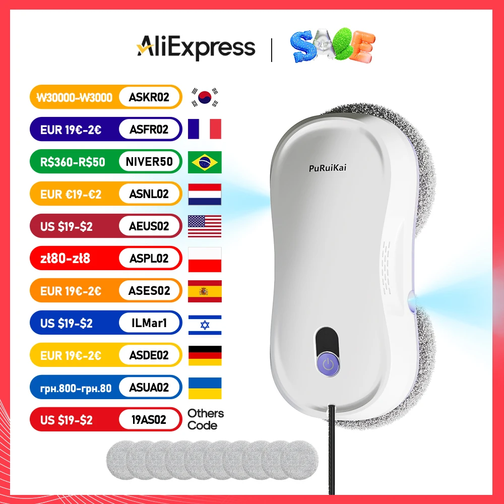 PuPuiKai 홈 창 자동 물 스프레이 청소 로봇 진공 청소기 원격 제어 전기 창 와이퍼 유리