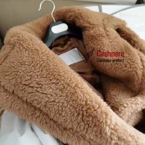 테디 베어 코트 여성 겨울 알파카 느슨한 따뜻한 코트 낙타 울 코트 여성 클래식 캐주얼 옷깃 밀크 화이트 오버 사이즈 루즈 코트
