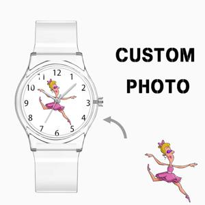 투명 시계 맞춤 디자인 손목시계 맞춤 인쇄 사진 플라스틱 시계 여성용 아동용