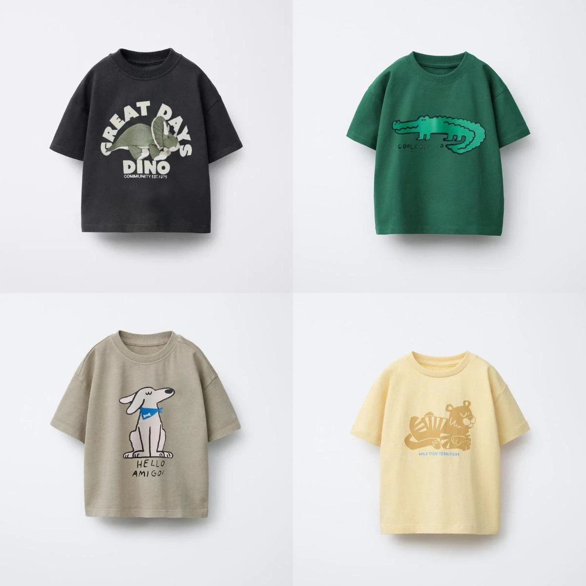 동물 패턴 남자아이 옷 티셔츠 여름 신상 심플 패션 반팔 상의 아동 티셔츠 라운드 넥 프린트 아동 티셔츠