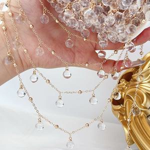 1미터 투명 원형 유리 구슬 펜던트 메탈 체인 DIY 눈물방울 목걸이 팔찌 패션 체인 액세서리