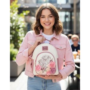 미녀와 야수 공주 벨 꽃무늬 화이트 핑크 지갑 미니 백팩