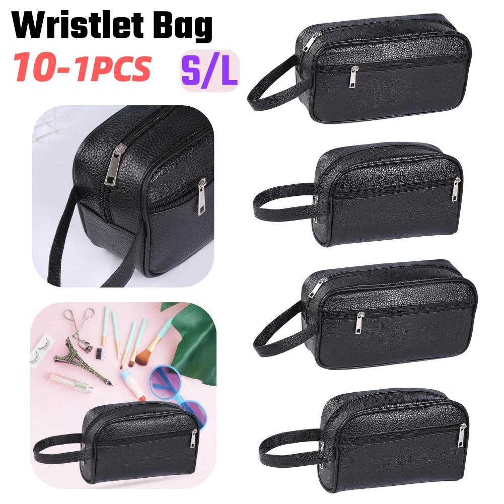 10-1PCS 남성 여성 빈티지 팔찌 가방 PU 가죽 순수 컬러 S/L 팔찌 가방 작업/통근을위한 빈티지 핸드폰 보관 가방