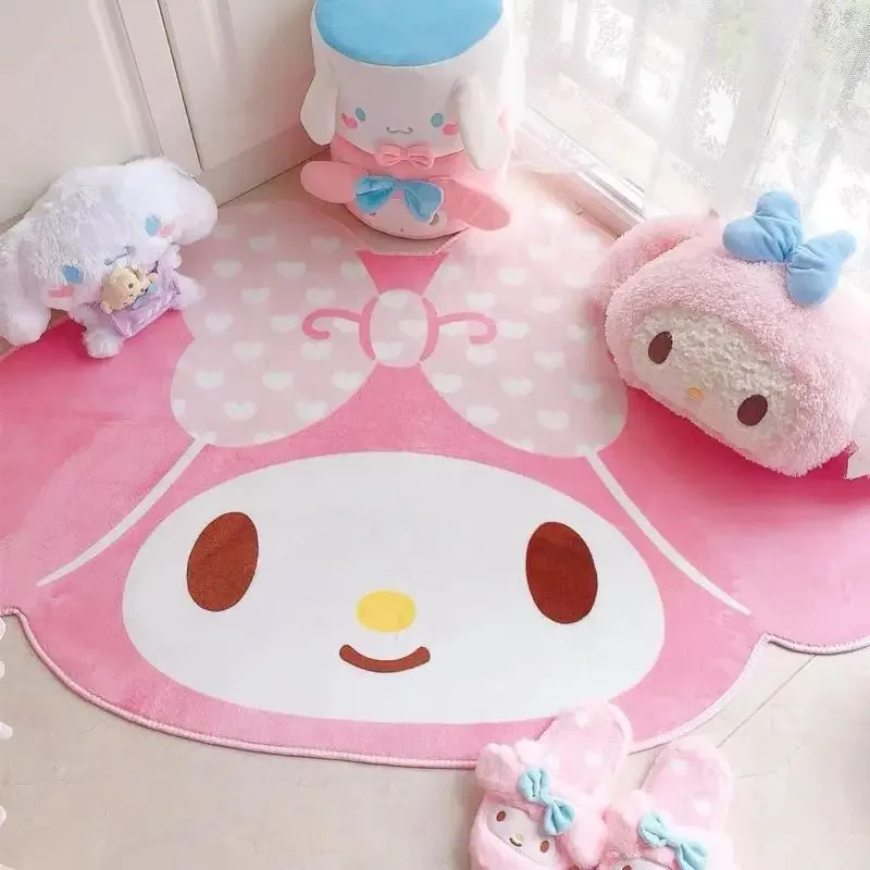 60x90cm Saniro 마이 멜로디 만화 카펫 Kawaii 홈 부드러운 모피 러그 어린이 소녀 침실 거실 바닥 매트 Doormat 장식 장난감