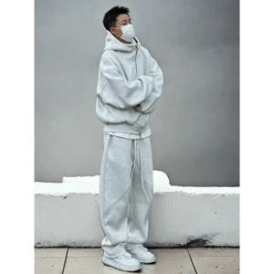 남성용 겨울 플리스 안감 스포츠 세트 스트레이트 레그 팬츠 후드 재킷 투피스 캐주얼 의상 커플 매칭 트레이닝복