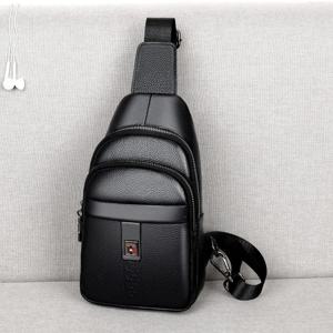 고급 남성용 가슴 가방 탑 레이어 소가죽 가죽 가방 멀티 포켓 더블 지퍼 숄더 크로스바디 가방 가죽 제품