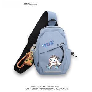 대용량 캔버스 숄더백 크로스바디 핸드백 백팩 남녀공용 빅 이어 도그 디자인 학교 쇼핑백